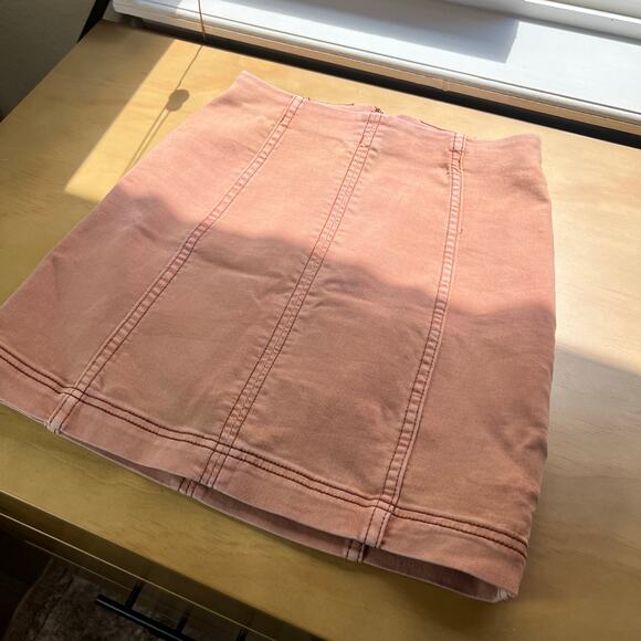 Free People Modern Femme Bodycon Pink Denim Skirt - Picture 7 of 7